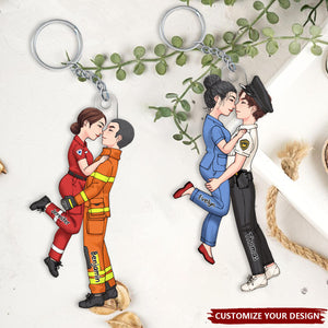 It’s A Beautiful Day To Save Lives - Couple Personalized Acrylic Keychain