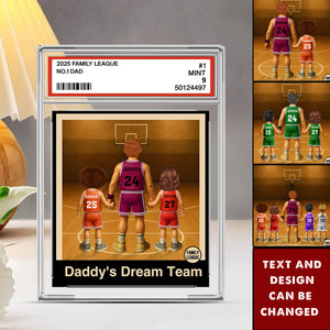 Basketball No. 1 Dad Man & Kids Trading Card Style - Personalized Custom Shaped Acrylic Plaque, Gift For Dad