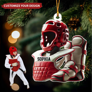 Taekwondo Gear - Personalized Acrylic Christmas Ornament, Gift for Martial Artists