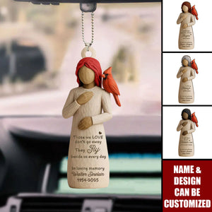 Always With You Cardinal & Woman Personalized Car Ornament, Memorial Sympathy Gift