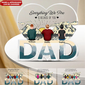 Dad To Our Family You Are The World - Personalized Custom Dad-Shaped Acrylic Plaque