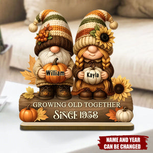 Dwarf Couple Growing Old Together - Personalized Standing Wooden Plaque