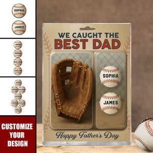 We Caught The Best Dad Grandpa Baseball & Glove - Personalized Acrylic Block Plaque