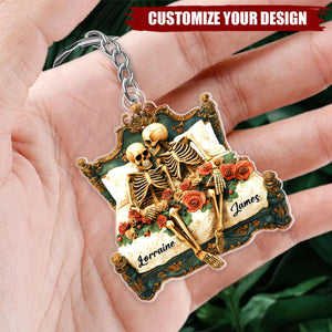 Funny Skull Couple - Personalized Acrylic Keychain