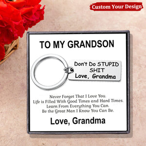 Don't Do Stupid Personalized Stainless Steel Keychain, Funny Gifts Set for Kids