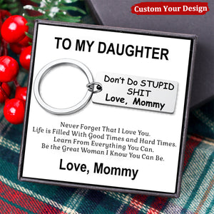 Don't Do Stupid Personalized Stainless Steel Keychain, Funny Gifts Set for Kids