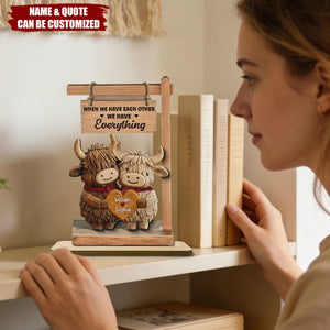 Highland Cows Couple - Personalized 2-Layered Wooden Plaque - Valentine's Day Gift For Him, Gift For Her