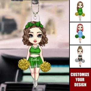 Cartoon Cheerleading Girl - Personalized Acrylic Car Ornament, Gift For Cheerleader Women