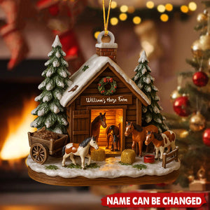 Customize Your Own Charming Horse Farm Ornament - Personalized Wooden Ornament