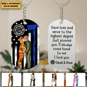 Just Promise You'll Always Come Home To Me, Personalized Couple Keychain, Valentine Gifts, Gift For Couple