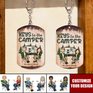 Keys To The Camper - Couple Personalized Stainless Steel Keychain