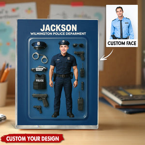 Police Officer Figure Personalized Acrylic Block Plaque