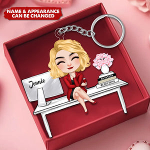 Personalized Gifts For Boss Chibi Girl Acrylic Keychain