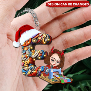 Custom Alphabet Letter Gifts For Sewing Lovers Keychain