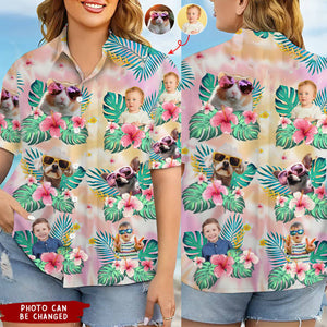 Tie Dye Pet Face - Personalized Photo Hawaiian Shirt