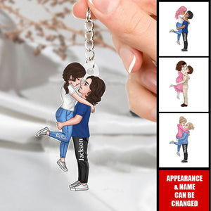 Custom Kissing And Hugging Doll Couple Personalized Acrylic Keychain