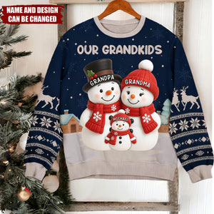 Our Grandkids Snowman - Personalized Sweatshirt, Gift for Grandma & Grandpa