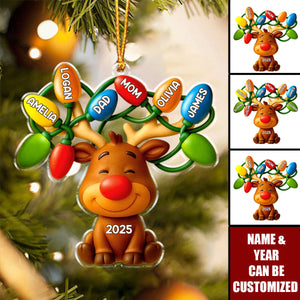Our Reindeer Crew - Personalized Christmas Acrylic Ornament, Gifts For Mom, Dad, Kids