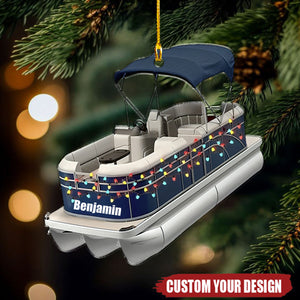 Pontoon Boat - Personalized Acrylic Ornament, Christmas Gift For Pontoon Lover