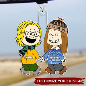 Firefighter Couple Happily Holding - Personalized Acrylic Car Ornament