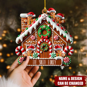 Celebrating Sweet Moments Together - Gingerbread House Personalized Custom Wood Ornament