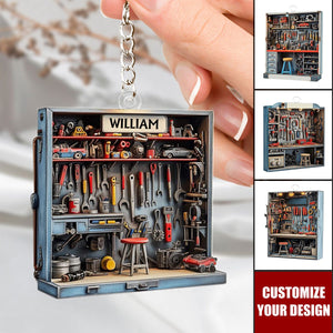 Mechanic Tool Box Keychain - Tools Garage Keychain - Personalized Acrylic Keychain