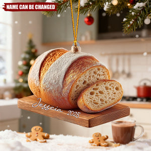Personalized Sourdough Bread Ornament, Rustic Acrylic Christmas Gift