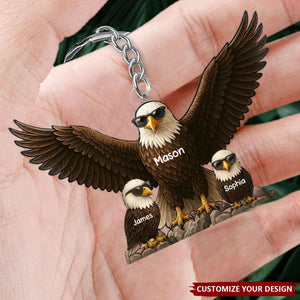 Eagle Dad Granddad - Personalized Acrylic Keychain, Father's Day Gift For Dad, Grandpa