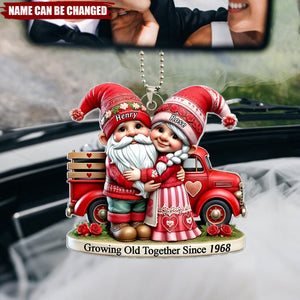 3D Effect Dwarves Old Couple And Truck Personalized Car Hanger Ornament