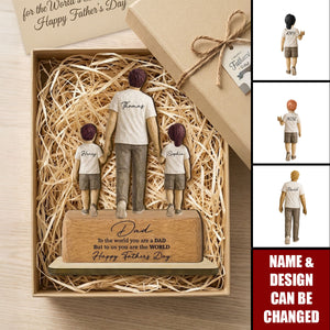 Sentimental Rustic Dad And Kids Walking - Personalized 2-Layered Wooden Plaque - Heartfelt Father's Day Gift For Dad, Husband