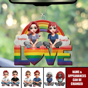 I Love You - Personalized LGBT Support Car Ornament