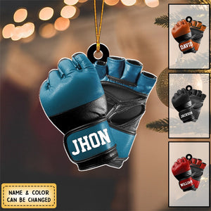 Personalized Mma Glove Christmas Acrylic Ornament, Gift For Mma Lover