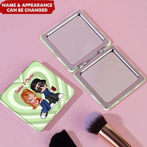 Y2K Couple Personalized Square Compact Mirror, Gift For Him, For Her