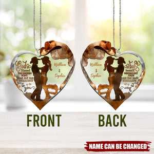 Couple Cowboy And Cowgirl God Blessed - Personalized Cowgirl Transparent Acrylic Car Ornament
