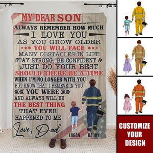 Always Remember How Much I Love You - Personalized Firefighter Dad Blanket