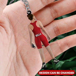 Custom Wrestling Player Keychain, Female Wrestler Keychain