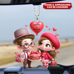 Lovers' Anniversary - Personalized Acrylic Car Ornament - Valentine's Day Gift