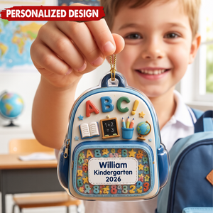 Kid School Backpack - Personalized Kindergarten 2026 Ornament, First Day of School Gift