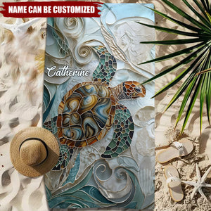 Sea Turtle - Personalized Turtle Quick-dry Beach Towel