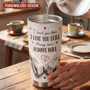 Romantic Couple Holding Hands - Personalized Stainless Steel Tumbler, Anniversary Gift For Couple