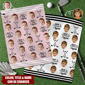 Custom Funny Pet Kids Photo Personalized Golf Towel, Fathers Day Golf Gift