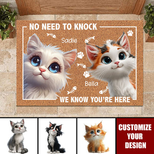 No Need To Knock - Cat Personalized Doormat
