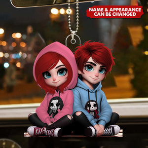 Cute Couple Dolls - Valentine's Day Gift - Personalized Acrylic Car Ornament