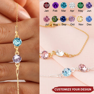 Husband and Wife Forever Linked Together Personalized Birthstones Bracelet