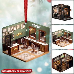 Personalized Barber Shop Christmas Ornament, Barber Shop Christmas, Barber Shop Ornament, Christmas Gift For Hairdresser, Tree Hanging Decor