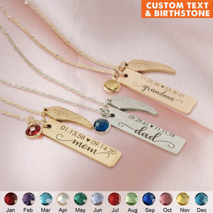 Birthstone Pendant Loss of a Loved One Wing Memorial Personalized Monogram Necklace