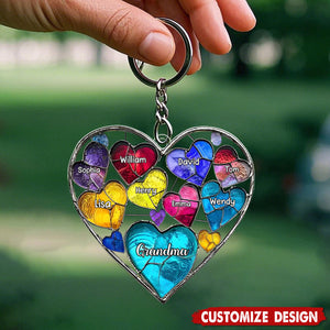 Grandma's Mom's Sweethearts - Personalized Grandma Keychain