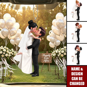 Wedding Couple - Personalized Acrylic Car Ornament - Wedding Gift Anniversary Gift Newlywed Gift