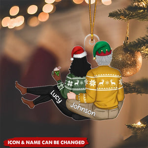 My Favorite Place - Personalized Acrylic Christmas Ornament - Gift For Couple