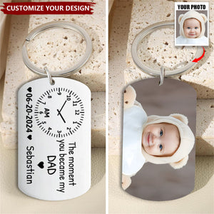 The Moment You Became My Dad/Mommy Personalized Stainless Steel Keychain